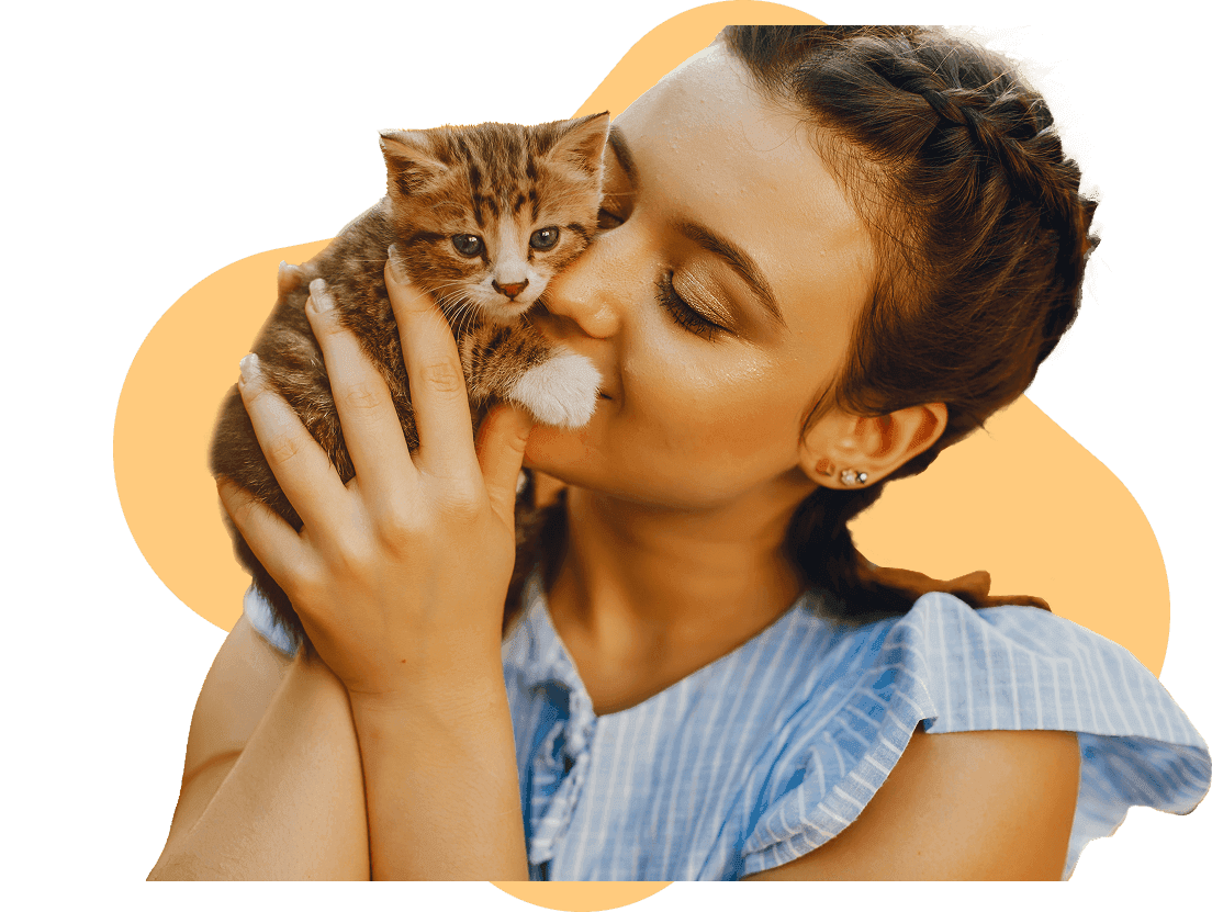 person hugging a cat at volcano cat sanctuary